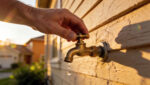 A Homeowner Testing An Outdoor Brass Hose Bib For Winter Damage On A Surrey House.