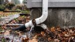 Perimeter Drain Problems | 3 Checks Before Rain Perimeter Drain Fault: Water Spilling From A Separated Downspout Joint At A Home Foundation