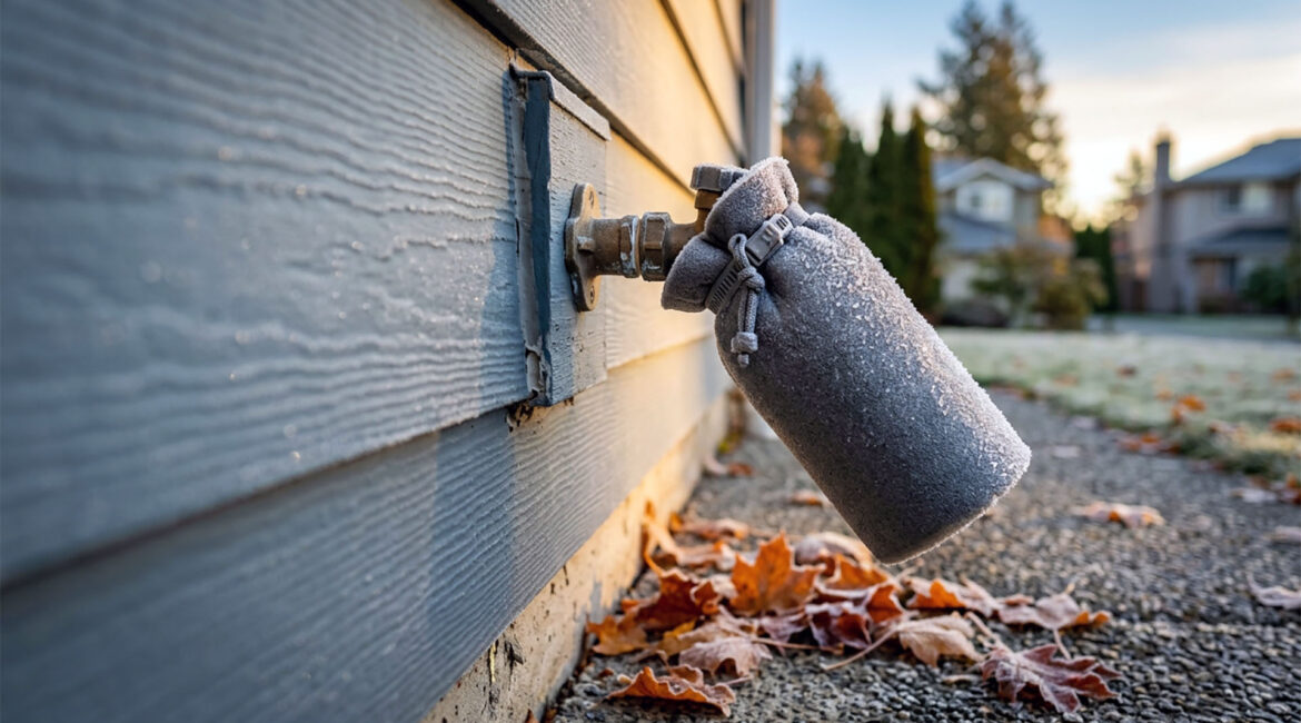 Winterize Your Hose Bib | 4 Steps Before Frost Navy Graphic Listing 4 Steps To Winterize A Hose Bib: Disconnect Hose, Shut Indoor Valve, Drain Tap, Add Insulated Cover